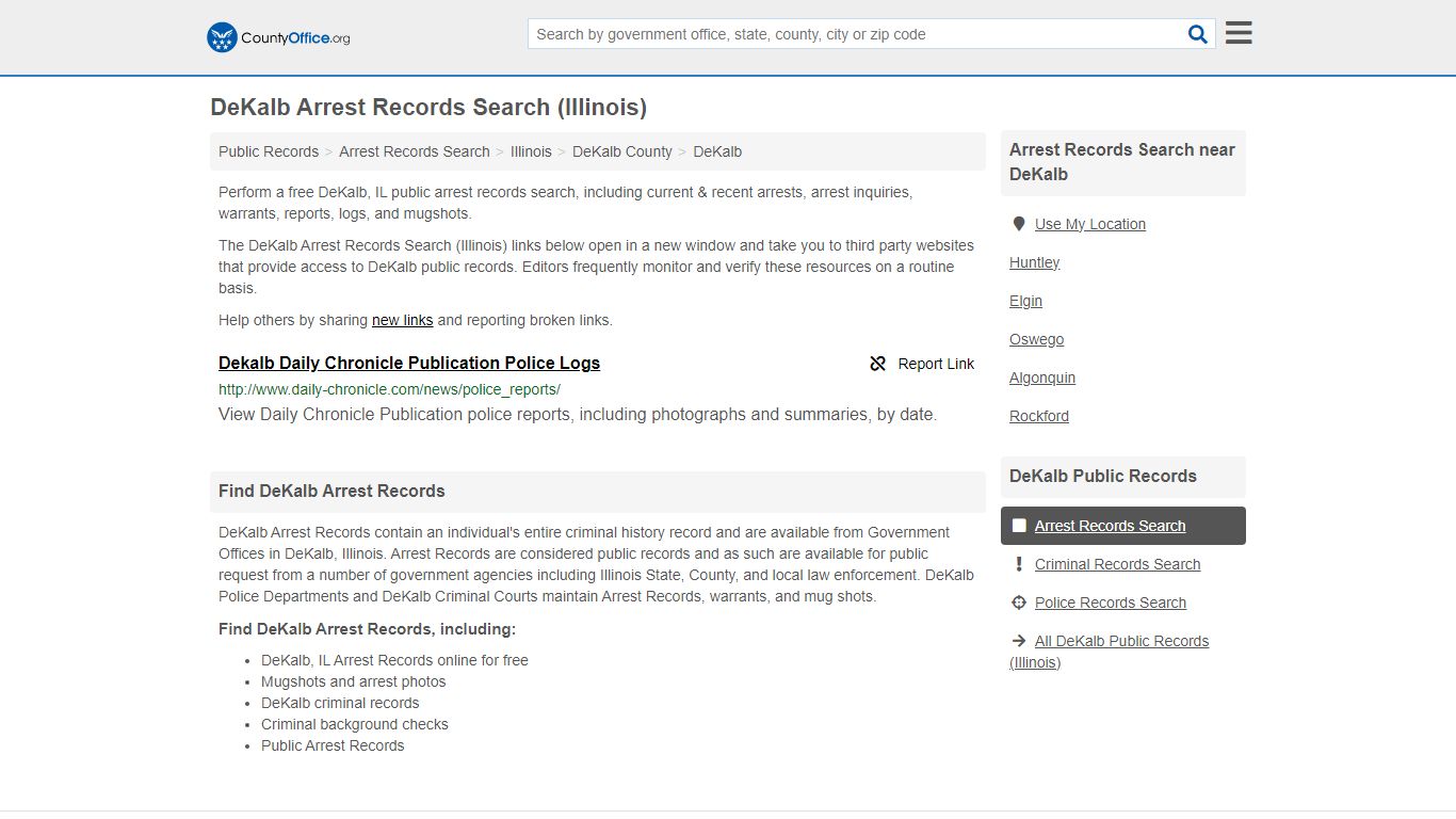 Arrest Records Search - DeKalb, IL (Arrests & Mugshots) - County Office